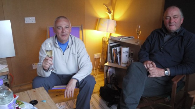 Dave and Calum toasting L