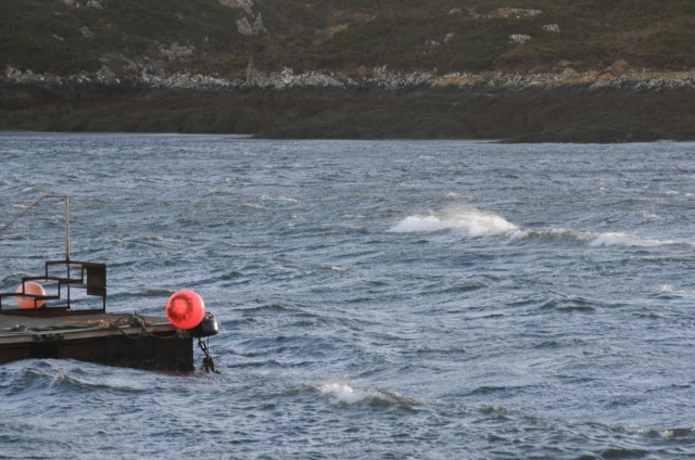 Breaking over the pontoon.