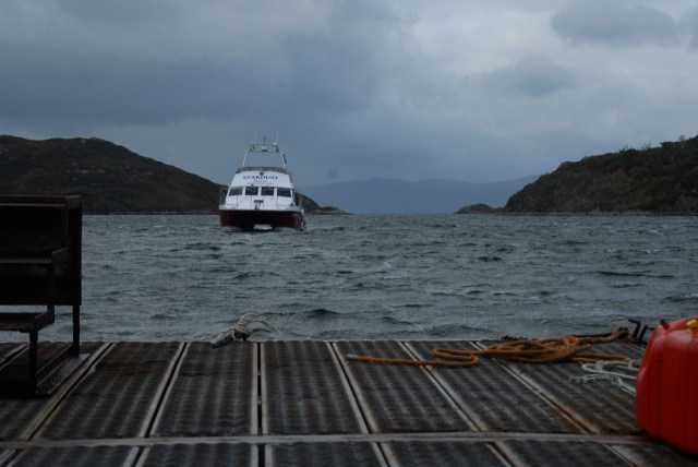 On time despite the gale.