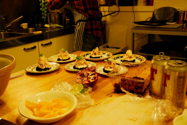 White Crab Meat on Mousse/Black Pudding